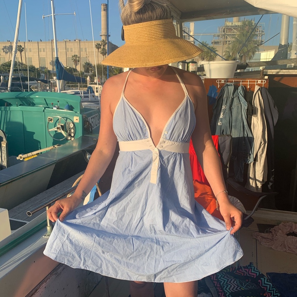 Blue and white summer dress